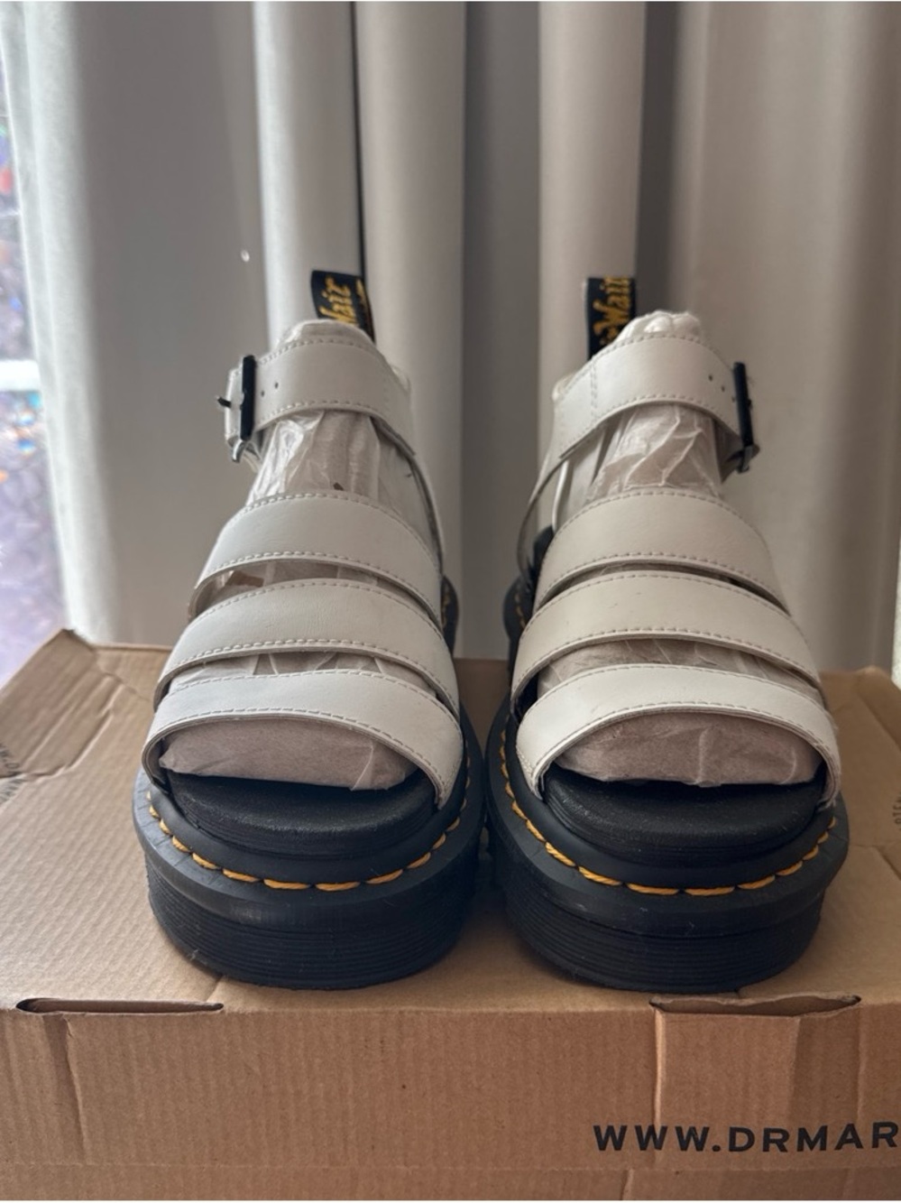 White Strappy Platform Sandals - Women's